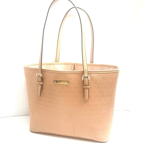 Michael Kors Jet Set Oyster Sm Carryall Tote W/ Allover Embossed 'MK' Signature - Picture 6 of 16